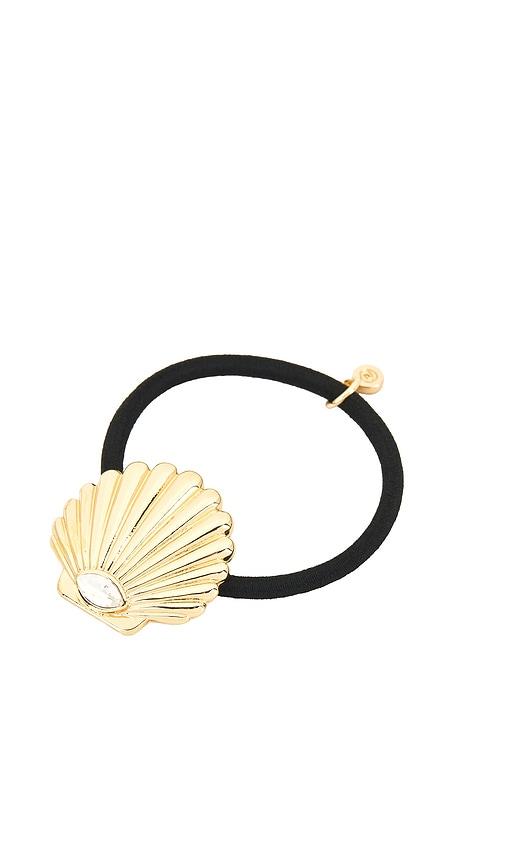 ettika scallop crystal hairtie in metallic gold.