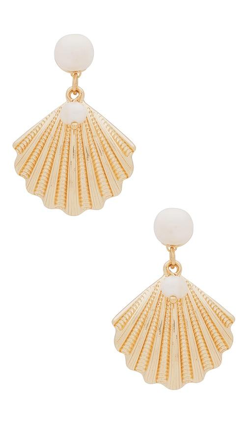 ettika shell earring in metallic gold.