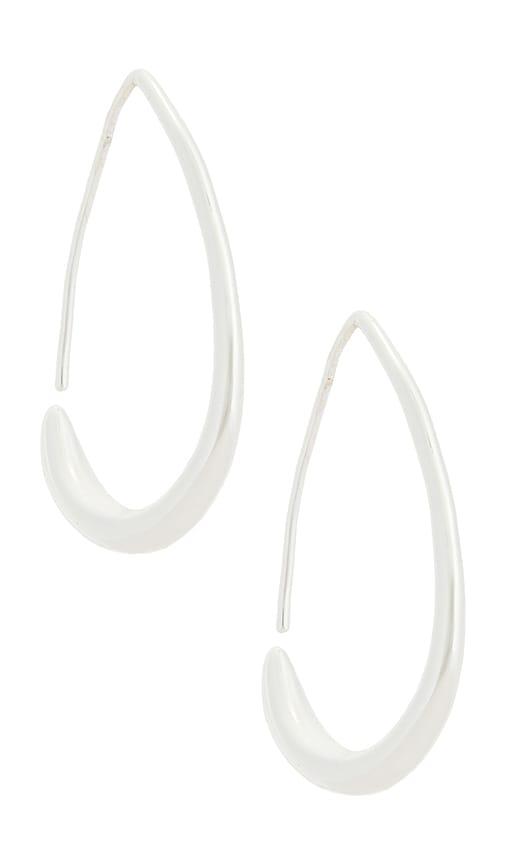 ettika simple threader hoop earrings in metallic silver.