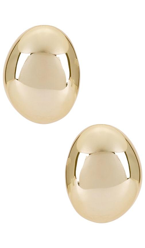 ettika smooth dome earrings in metallic gold.