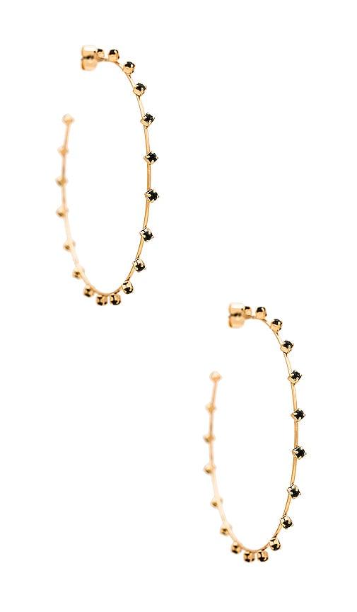 ettika studded hoops in metallic gold.