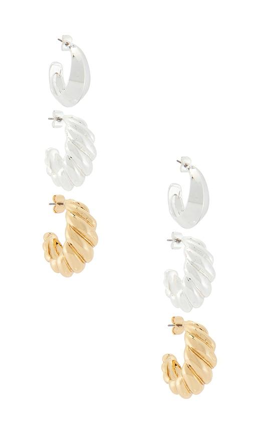ettika two-tone essential hoop set in multi.