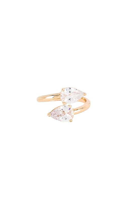 ettika wrap crystal ring in metallic gold. - size 6 (also in 7, 8)