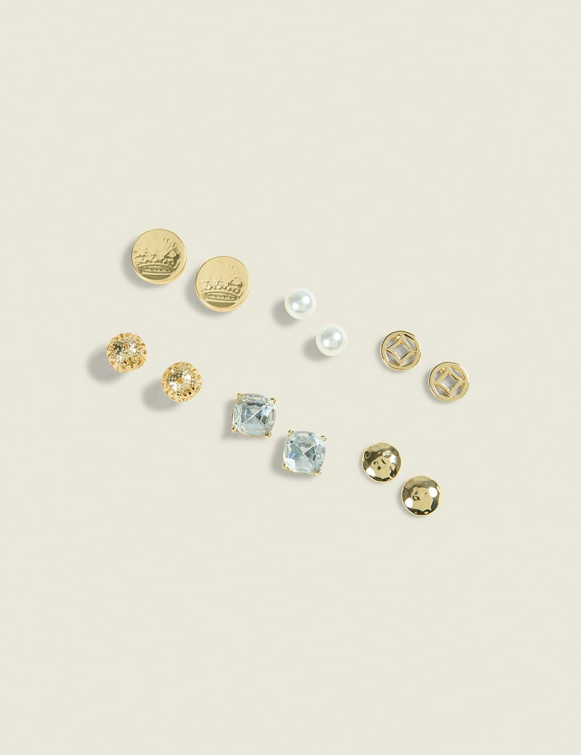 everyday goldtone variety stud earrings 6-pack