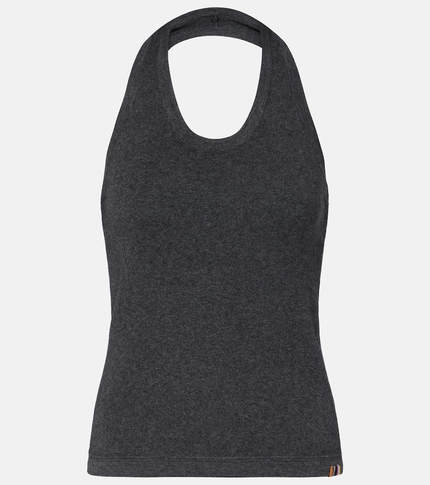 extreme cashmere n°409 jerry halterneck cotton and cashmere top