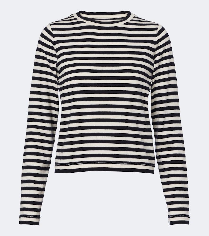 extreme cashmere n°451 lisa striped cotton and cashmere top