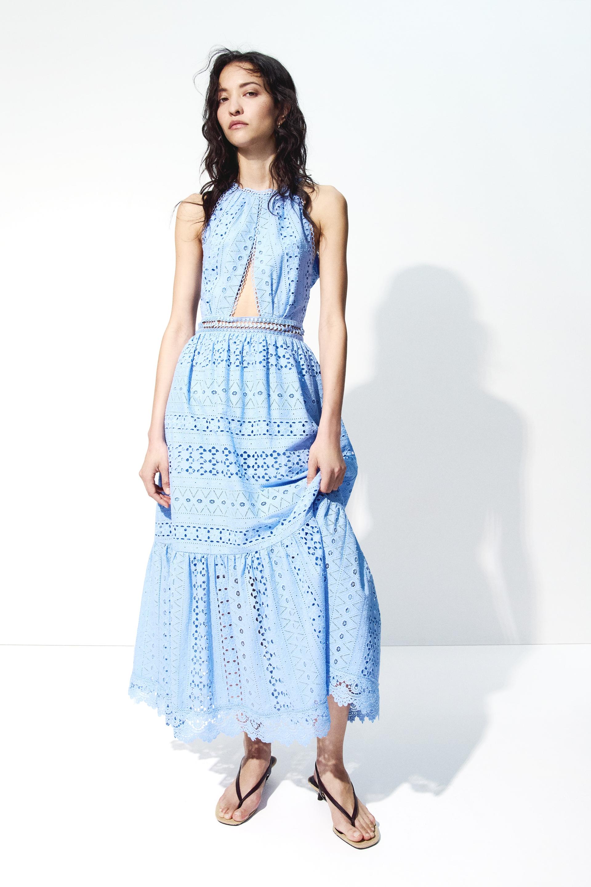 eyelet-embroidered poplin dress