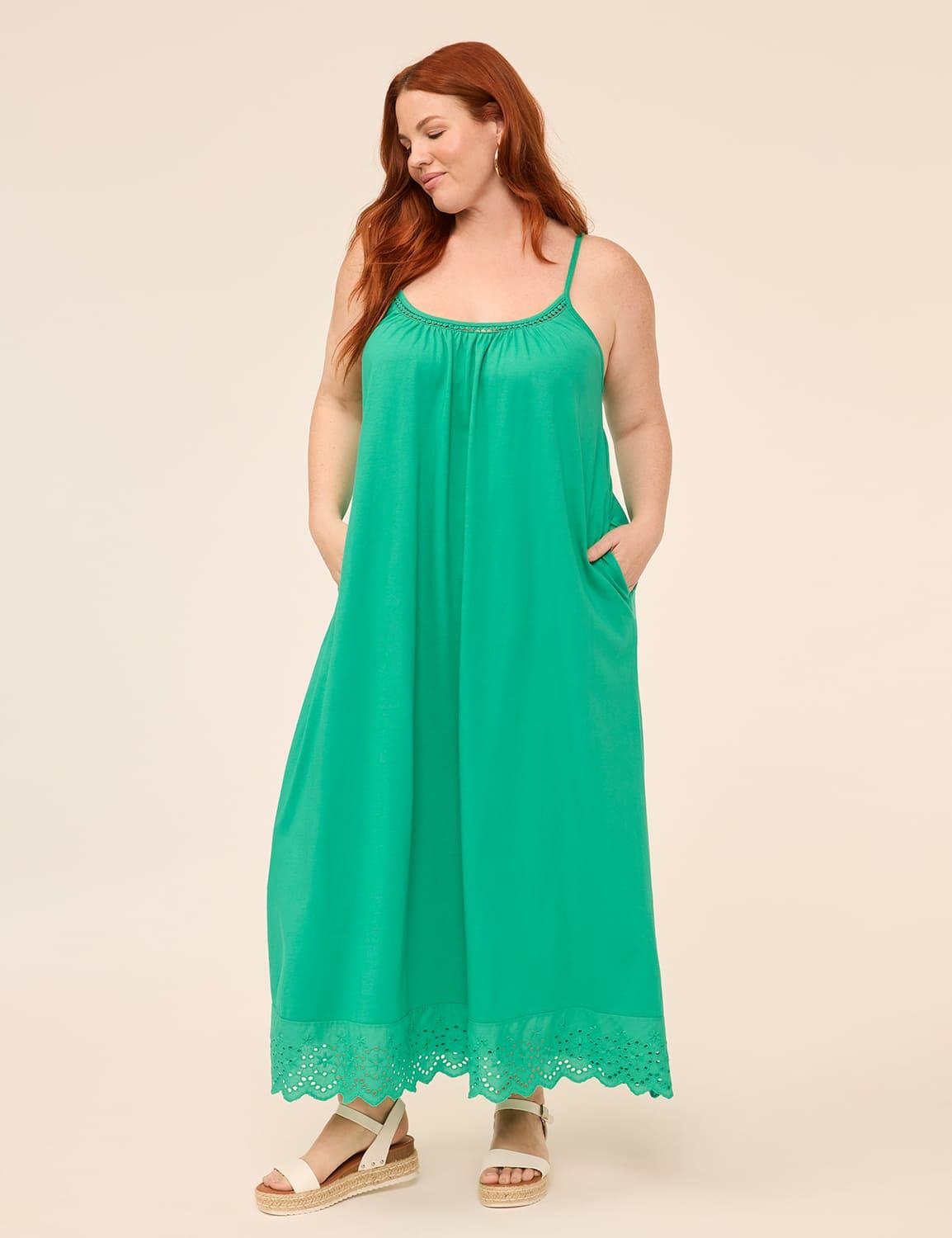 eyelet-hem maxi dress