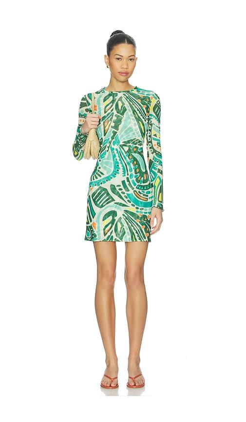 eywasouls malibu scarlet mini dress in green,yellow. - size l (also in xs, s)