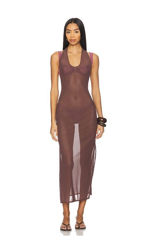 fae ava maxi dress in brown. - size l (also in m)