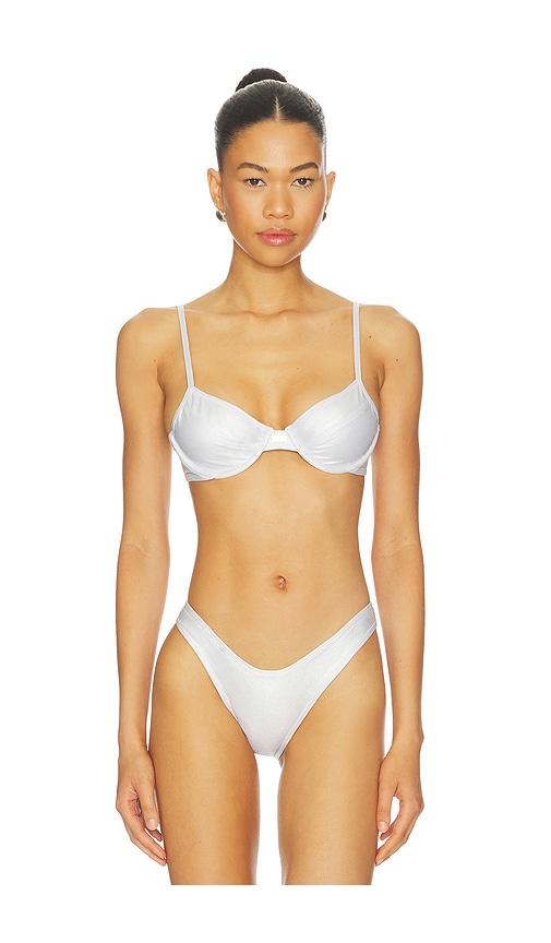 fae gigi bikini top in metallic silver. - size m (also in s)