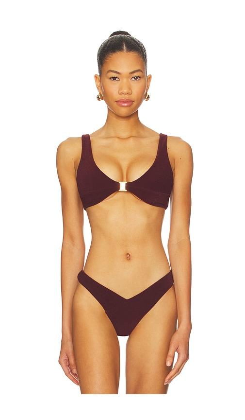 fae kendall triangle bikini top in wine. - size l (also in s, xs, m, xl)