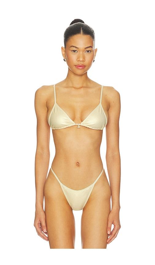 fae lumi bikini top in metallic gold. - size l (also in s, m)