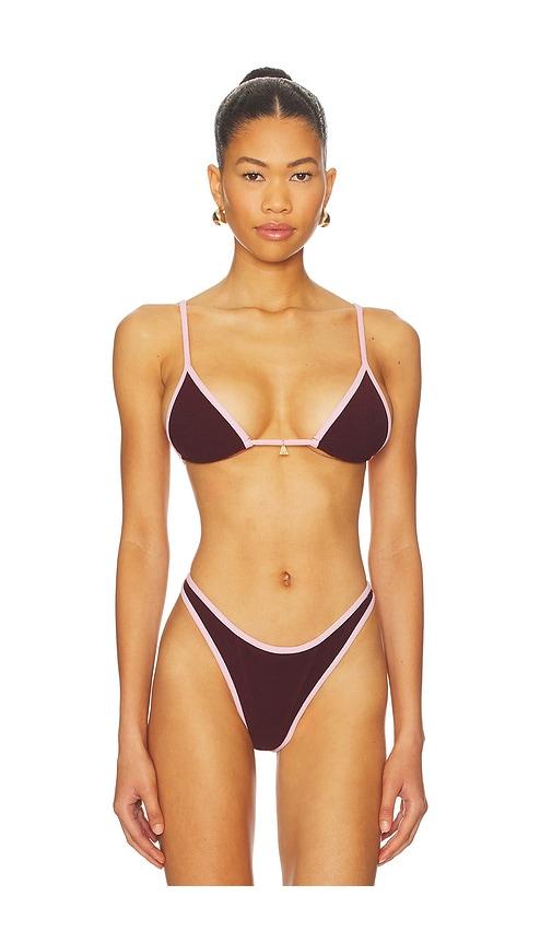 fae lumi triangle bikini top in wine. - size l (also in s, xs, m)