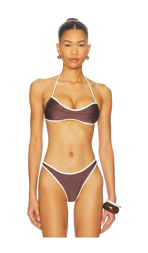 fae maya bikini top in brown. - size l (also in s, xs)