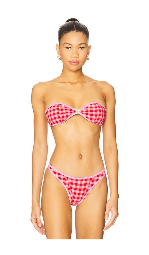 fae tallara bikini top in red. - size m (also in s)