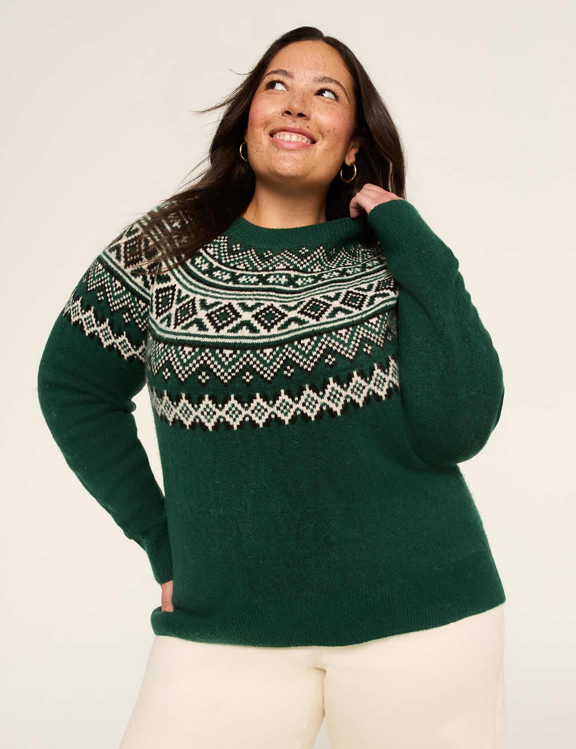 fair isle crew-neck pullover sweater