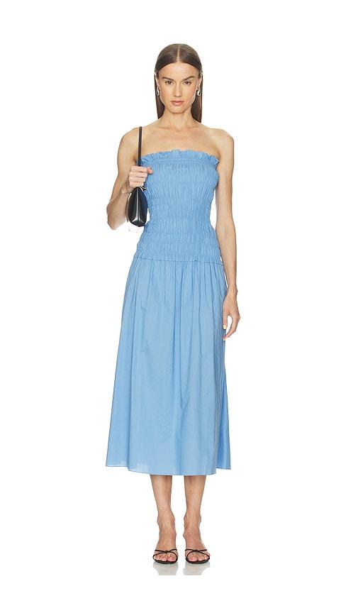 faithfull amalita midi dress in blue. - size l (also in s, xs, m, xl)