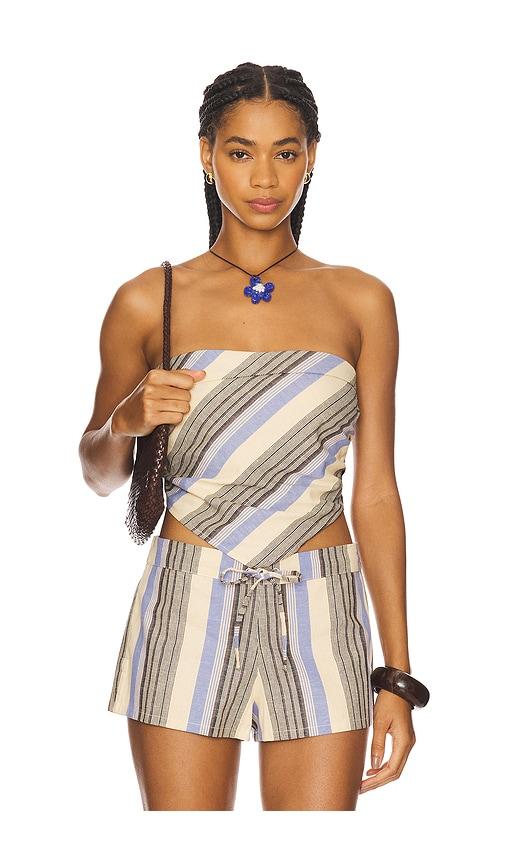 faithfull antibes strapless top in neutral,blue. - size s (also in xs)