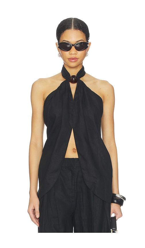 faithfull biba halter top in black. - size l (also in s, xs, m, xl)