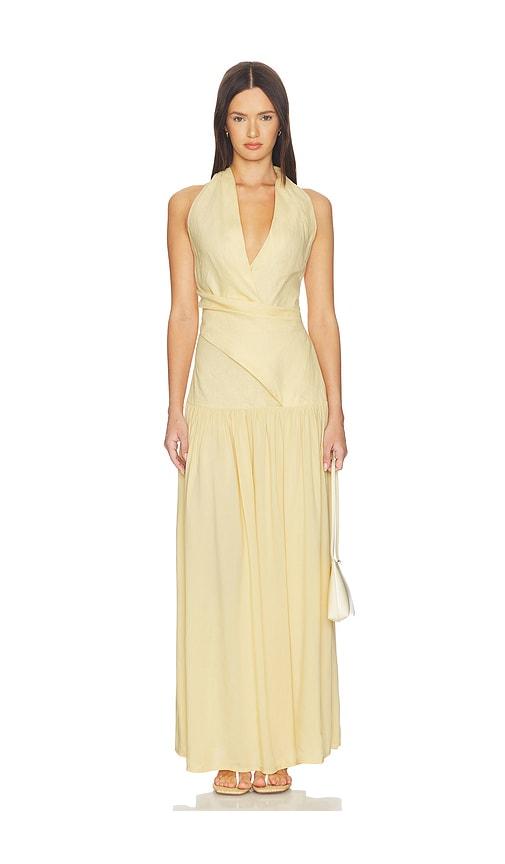 faithfull blanca maxi dress in lemon. - size l (also in s, xs, m, xl)