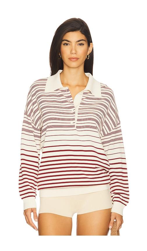 faithfull harlow oversized polo in cream,red. - size l (also in xs, xl)