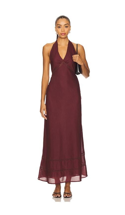 faithfull jasmine maxi dress in burgundy. - size l (also in s, xs)