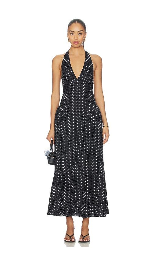 faithfull la cala midi dress in black,white. - size l (also in s, xs, m)