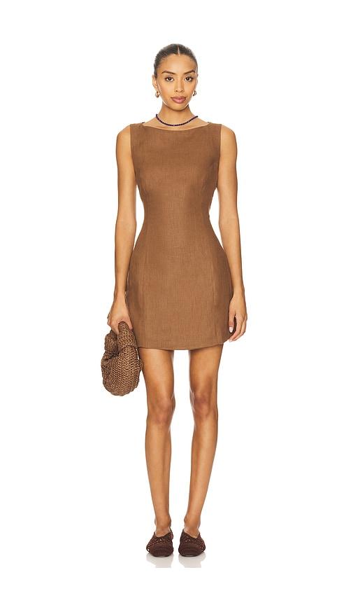 faithfull lydie mini dress in brown. - size l (also in xs)
