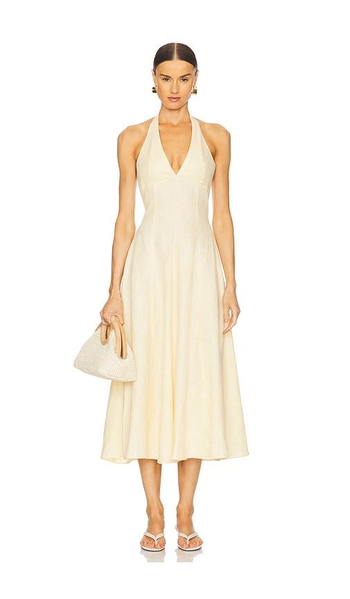 faithfull marais midi dress in lemon. - size l (also in m)