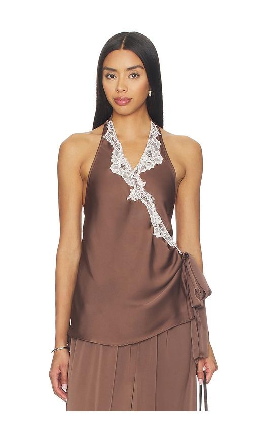 faithfull marea top in chocolate. - size l (also in s, xs, m, xl)