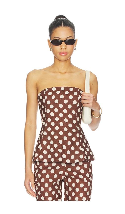 faithfull petro top in brown,cream. - size l (also in s, xs, m, xl)