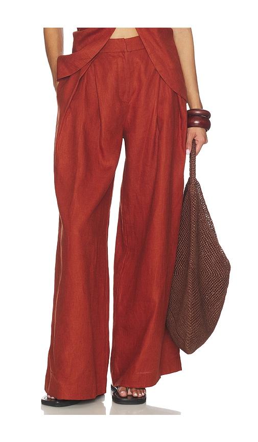 faithfull sofia trouser in brick. - size l (also in xs, m, xl)