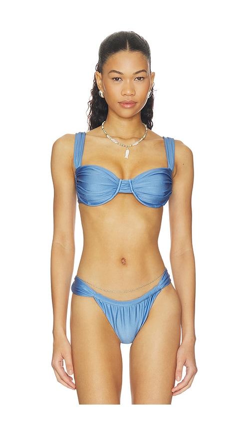 faithfull sol bikini top in blue. - size s (also in xs)