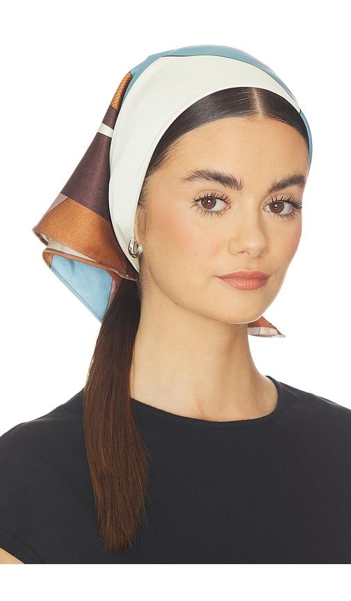 faithfull soleil head scarf in brown,baby blue.