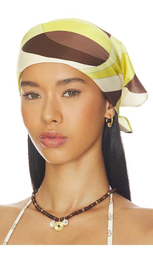 faithfull soleil head scarf in brown,yellow.