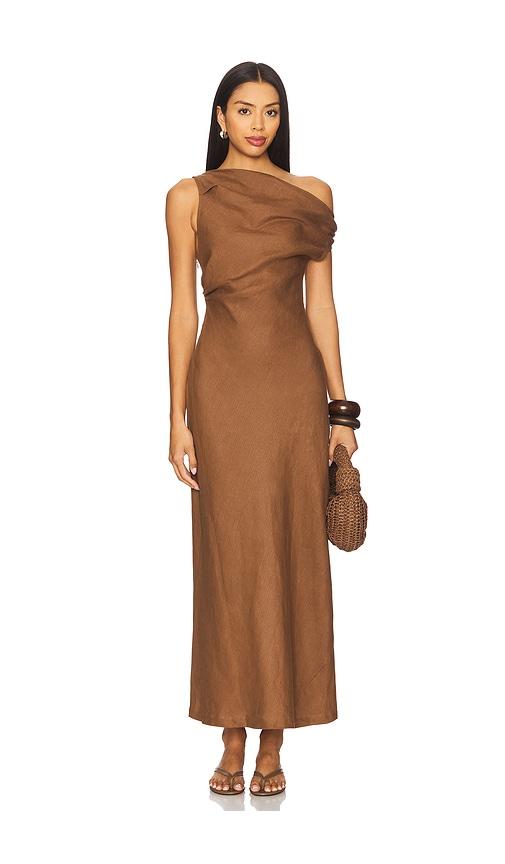 faithfull suis midi dress in brown. - size l (also in xs, xl)