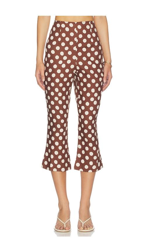 faithfull valeria capri pants in brown,cream. - size l (also in xs, xl)