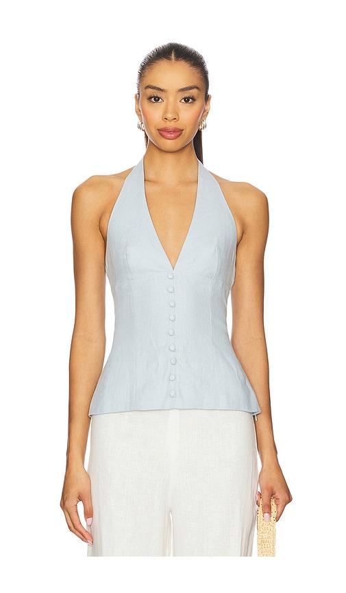 faithfull x revolve marie top in baby blue. - size l (also in m)