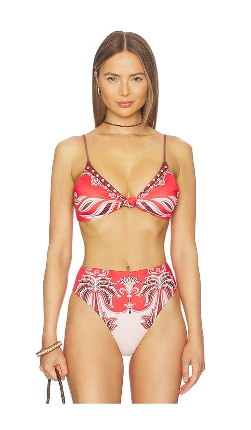 farm rio bandeau bikini top in red. - size l (also in xs, s, m)