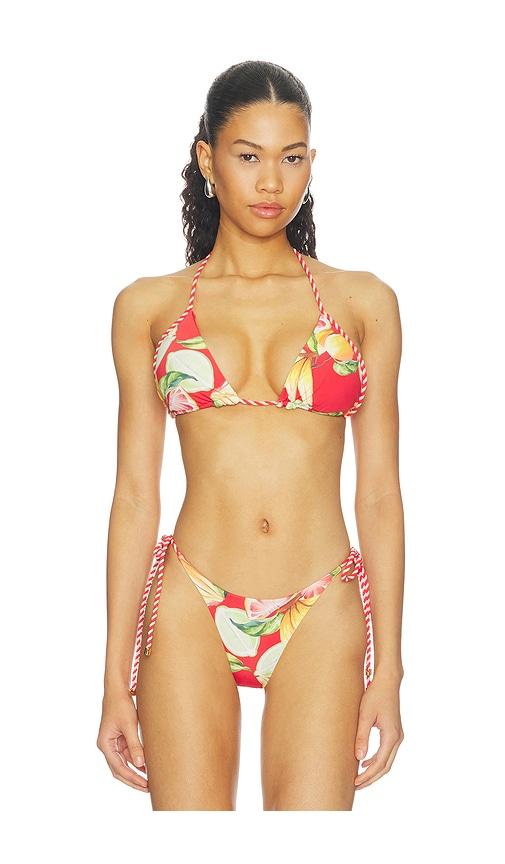 farm rio bikini top with rope in red. - size l (also in xs, s, m)