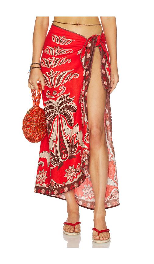 farm rio midi skirt in red. - size l (also in xs, s, m, xl)