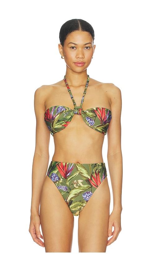 farm rio push up bikini top in green. - size l (also in xs, s, xl)