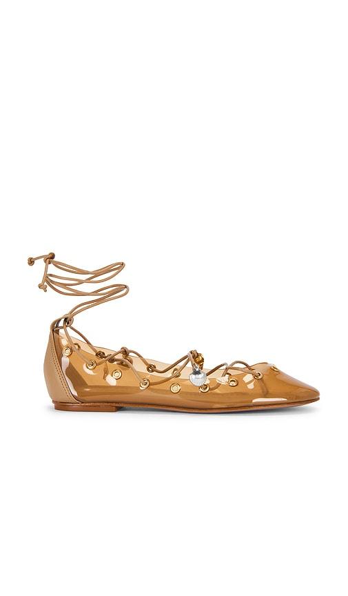 farm rio sea lace up jelly ballerina flat in brown. - size 6 (also in 7, 8, 9)