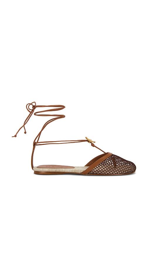 farm rio sea lace up mule in brown. - size 8 (also in 8.5, 9)