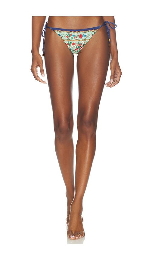 farm rio tie side side bikini bottom in navy,sage. - size l (also in xl)
