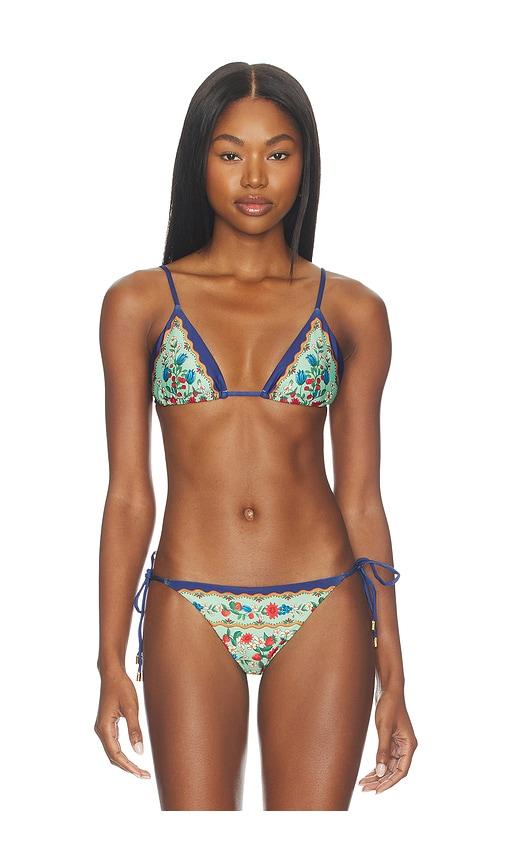 farm rio triangle bikini top in navy,sage. - size m (also in xs)