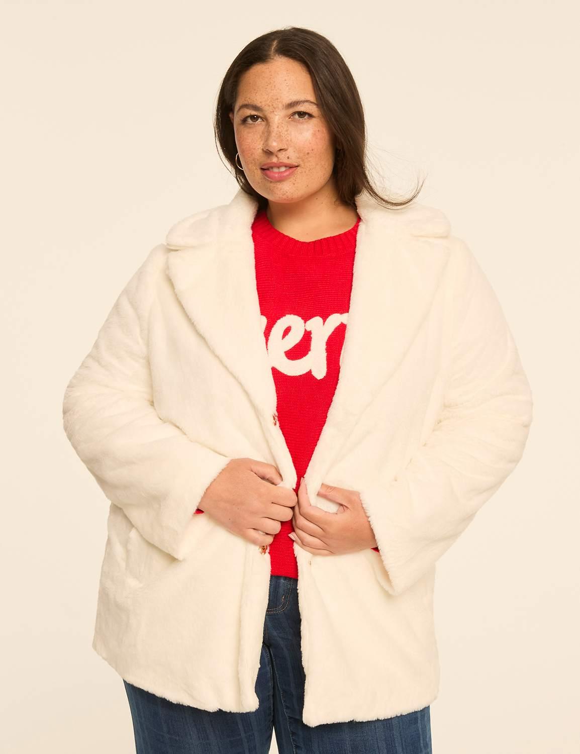 faux-fur notch-collar coat