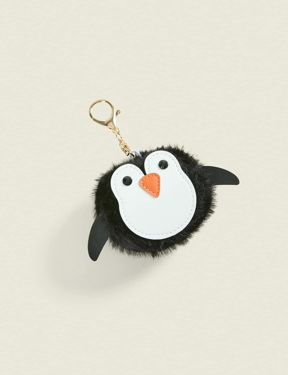 faux-fur penguin bag charm