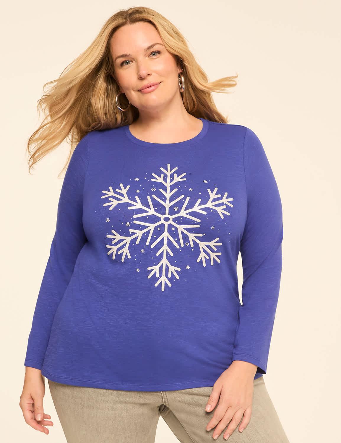 faux-glitter snowflake graphic tee